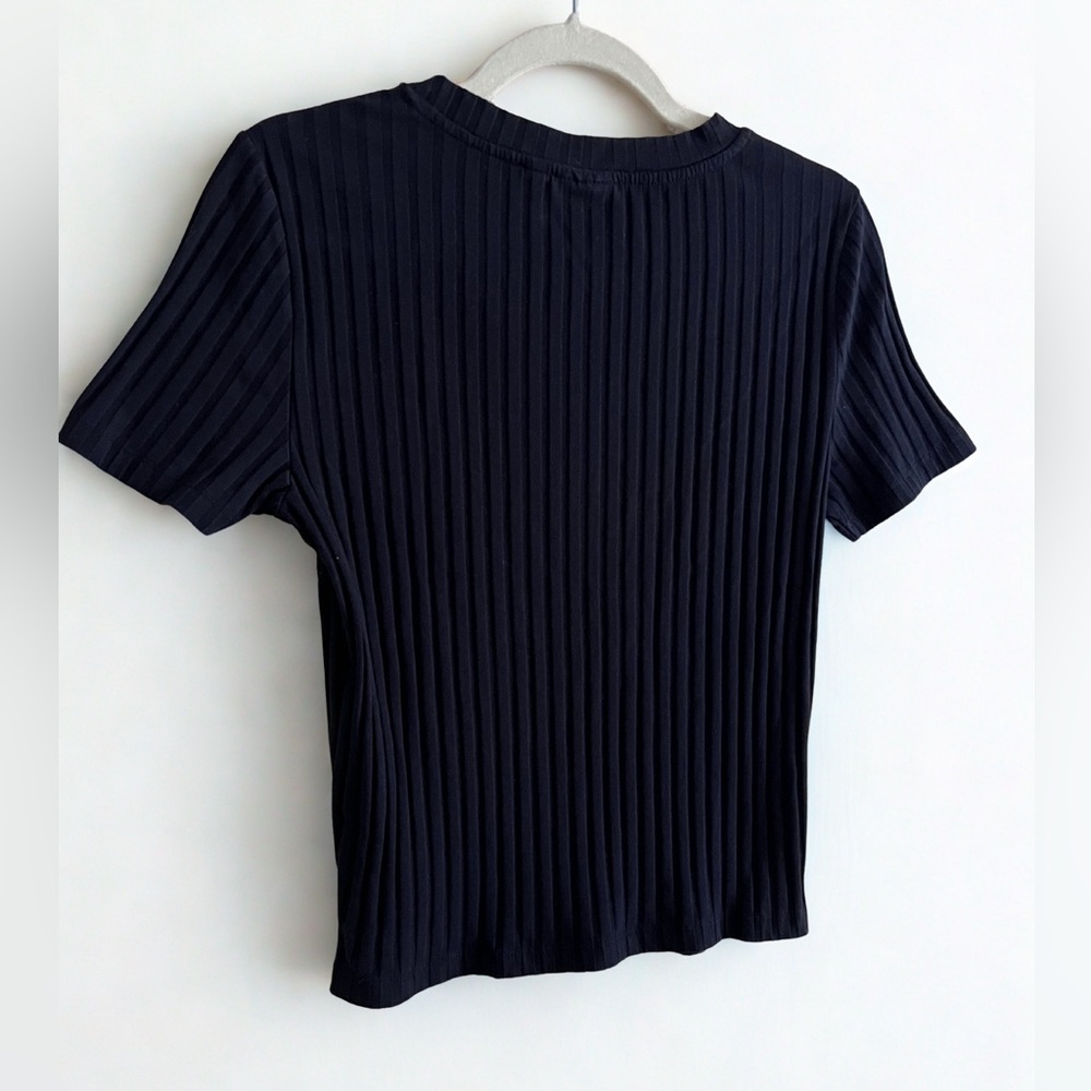 ASOS Black Ribbed Short Sleeve Top *TALL FIT* - Picture 2 of 4